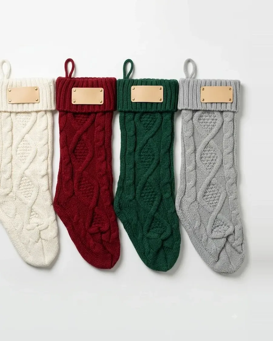 Christmas Stocking w/ Leather Patch by Thomsen Customs